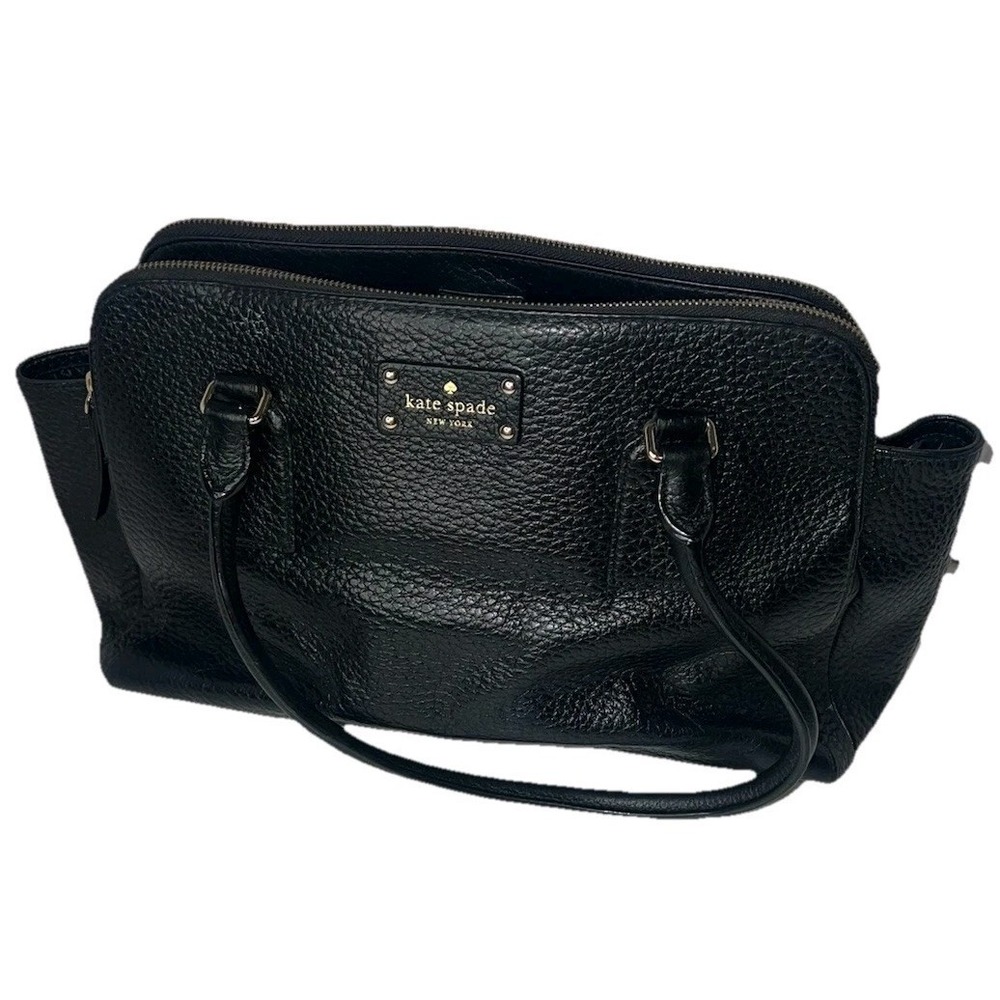 Kate Spade New York Bay Street Lydia Black Leather Tote Satchel Bag